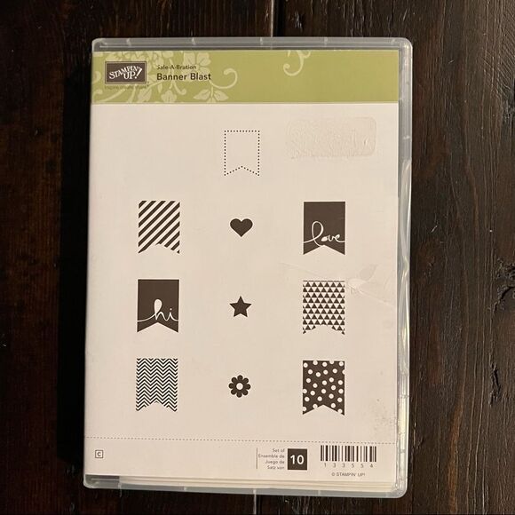 This Stampin’Up Banner Blast Stamp set of 10 Rubber Stamps Retired - Picture 1 of 5
